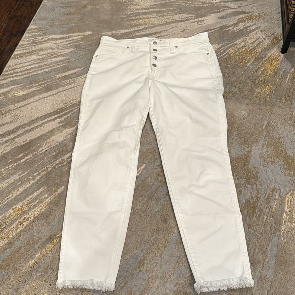 Madewell white 10" High-Rise Skinny Crop Jeans: Button-Front Edition size 32 EUC - Picture 2 of 10
